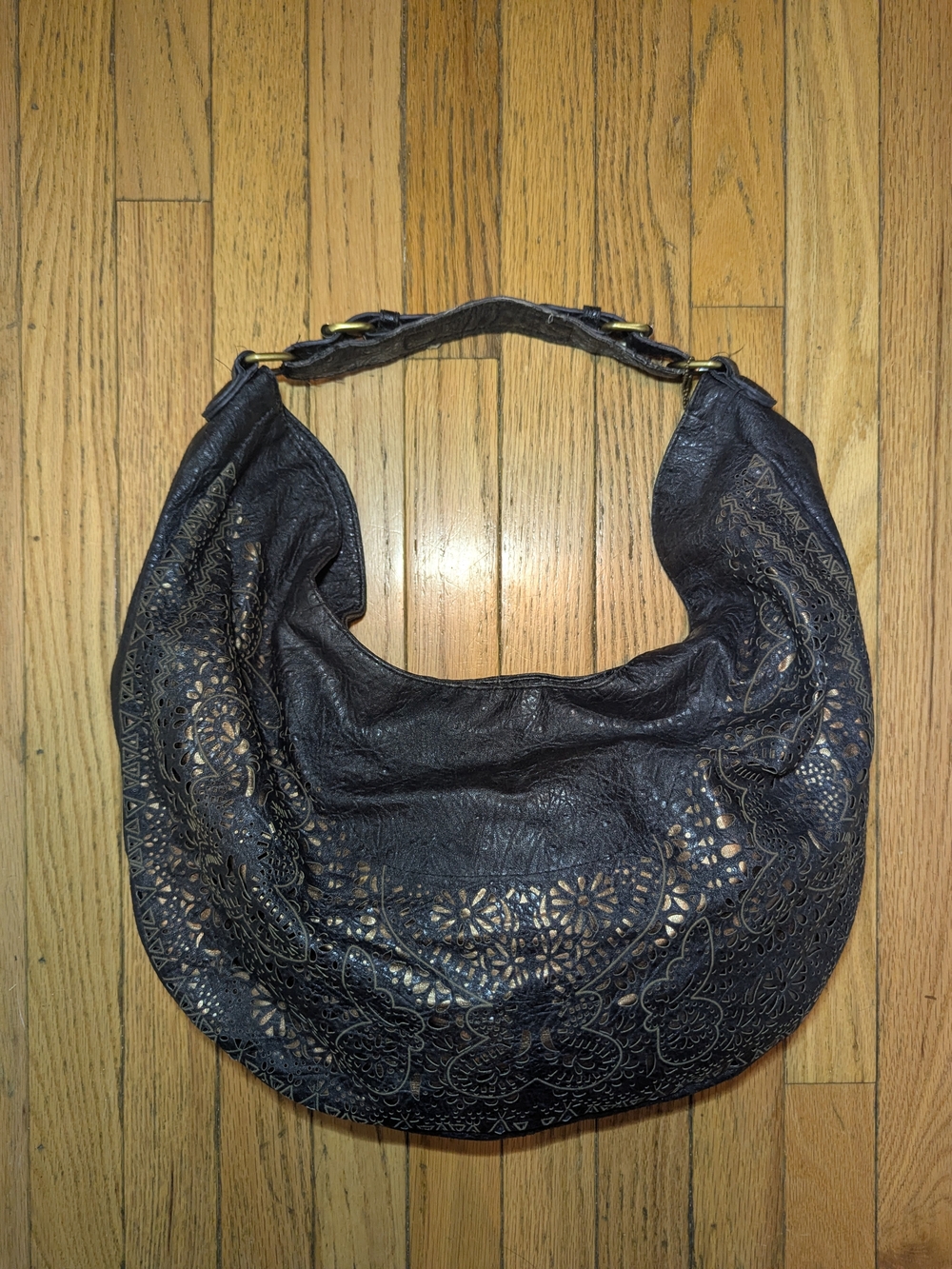 Big Buddha Black Floral Hobo Bag